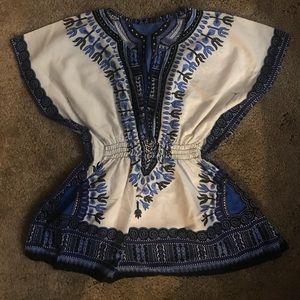 Kids white and blue African print top